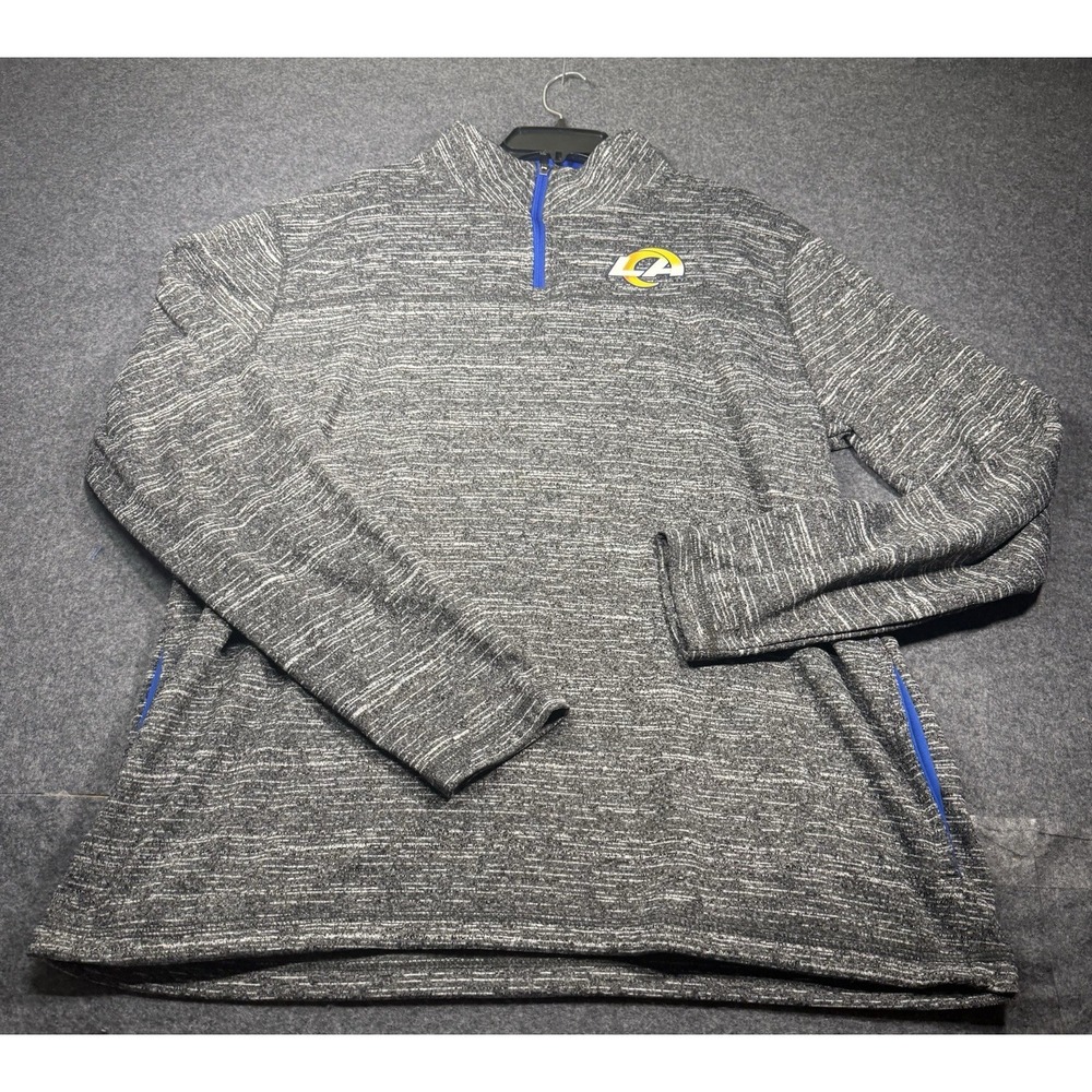 Los Angeles Rams Mens Size x-Large Gray 1/4 Zip Pullover Sweater NFL